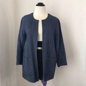 Eileen Fisher quilted chambray cardigan
